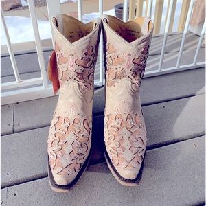 Corral PINK GLITTER inlay boot
